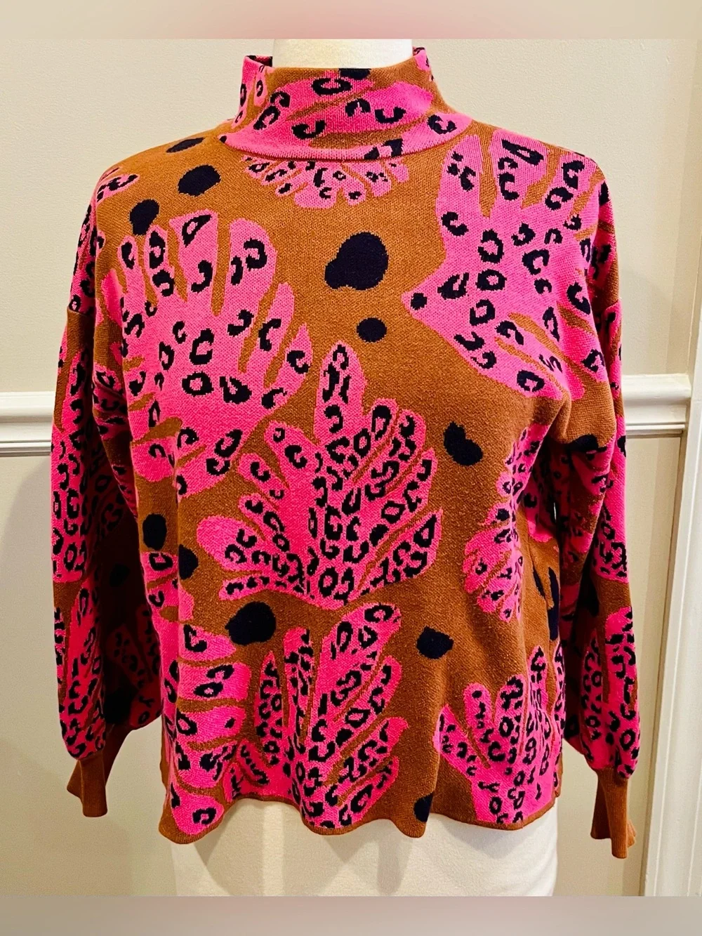 Fate: Dance Around It Camel Brown Mixed Print Sweater